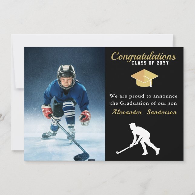 Faire-part Joueur de hockey Classe de graduation photo de 202 (Devant)