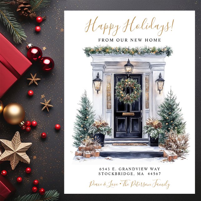 Faire-part Joyeuses vacances Nouvelle maison Porte avant Démé (Créateur téléchargé)