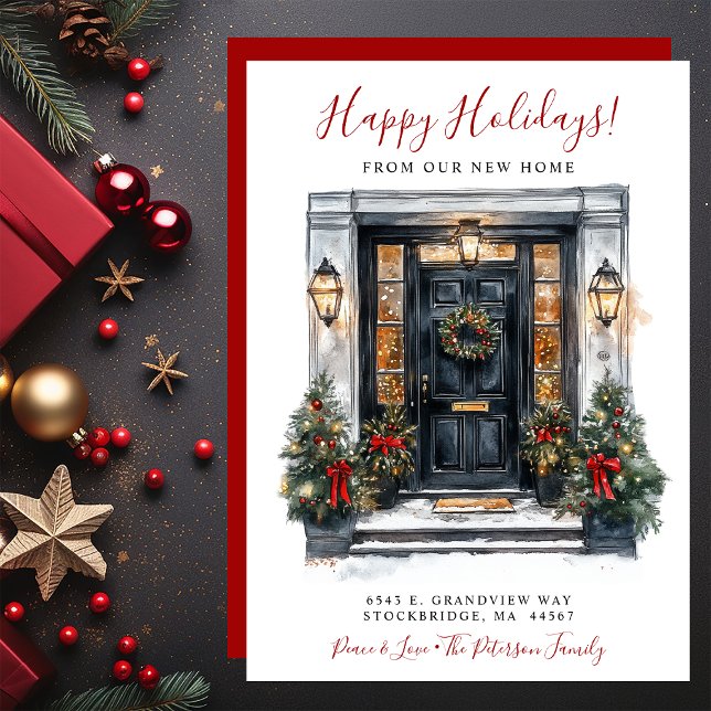 Faire-part Joyeuses vacances Nouvelle maison Porte avant Démé (Créateur téléchargé)