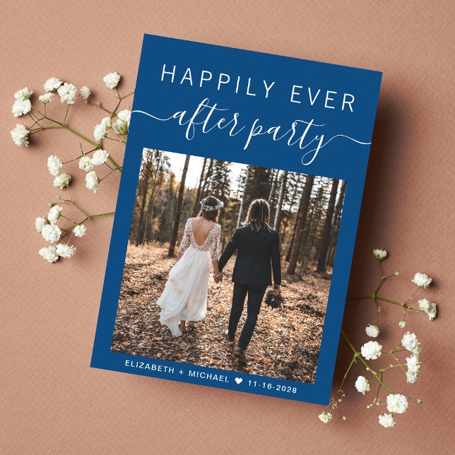 Faire-part Joyeux Jour après le Mariage de la photo de parti  (An chic Happily Ever After Party Invitation to set the tone for an unforgettable event)