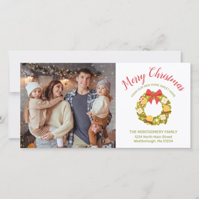 Faire-part Joyeux Noël Citrus Wreath Family Photo Moving (Devant)
