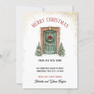 Faire-part Joyeux Noël de la nouvelle maison porte couronne