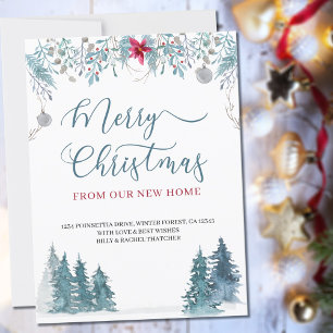Faire-part Joyeux Noël de New Home Winter Forest Moving