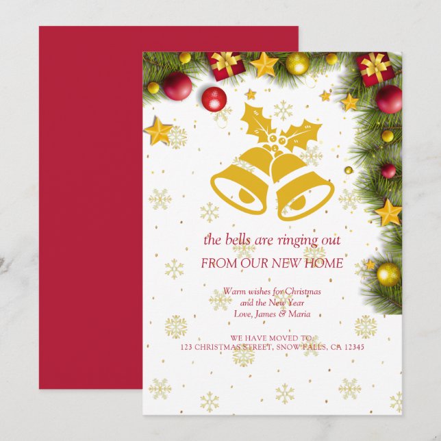 Faire-part Joyeux Noël Fête Nouvelle Maison Déménagement (Devant / Derrière)