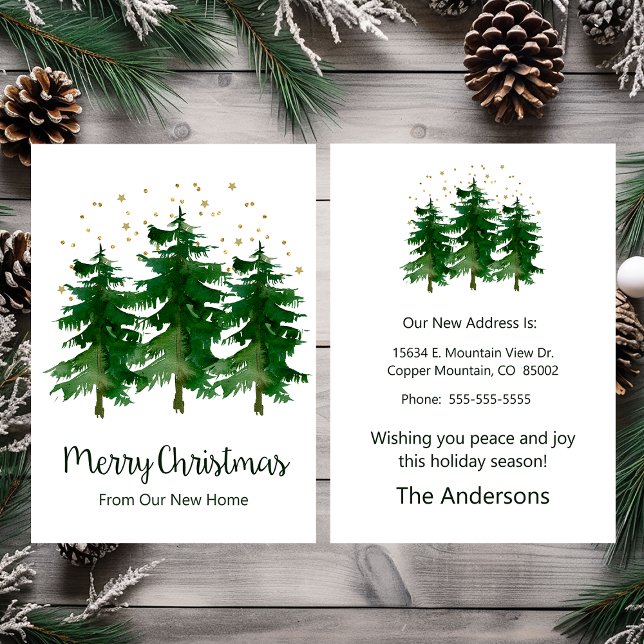 Faire-part Joyeux Noël Nouveau Accueil Pins Arbres (Créateur téléchargé)