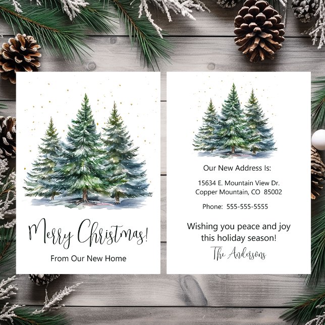 Faire-part Joyeux Noël Nouveau Accueil Pins Arbres (Créateur téléchargé)