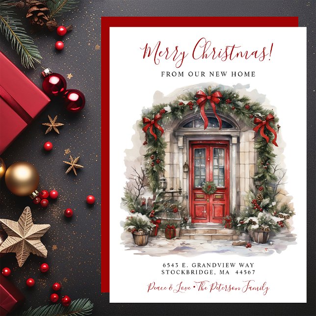 Faire-part Joyeux Noël Nouvelle maison Porte rouge Déménageme (Créateur téléchargé)
