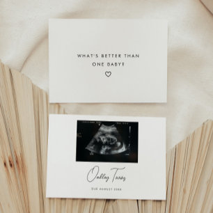 Faire-part Jumeaux de script moderne Minimaliste Grossesse de
