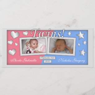 Faire-part Jumeaux fille et annonces de naissance de garçon