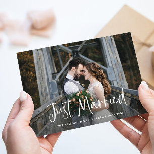 Faire-part Juste marié Elopement photo de script rustique