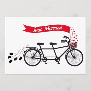 Faire-part Juste marié, épousant la bicyclette tandem