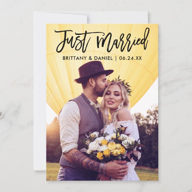 Faire-part Juste Marié Moderne Brush Script Mariage photo (Devant)