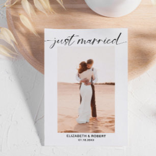 Faire-part Juste marié moderne script photo Mariage minimal