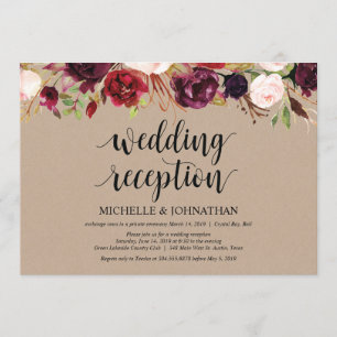 Faire-part Kraft de réception de mariage en fuite 