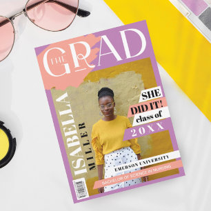 Faire-part La couverture du magazine Grad Fun Trendy Graduate
