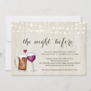 Faire-part La Nuit Avant Le Dîner De Répétition De Bières Et 