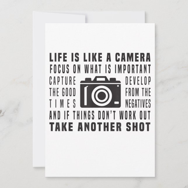 Faire-part La Vie Du Photographe Est Comme Une Caméra Photogr (Devant)