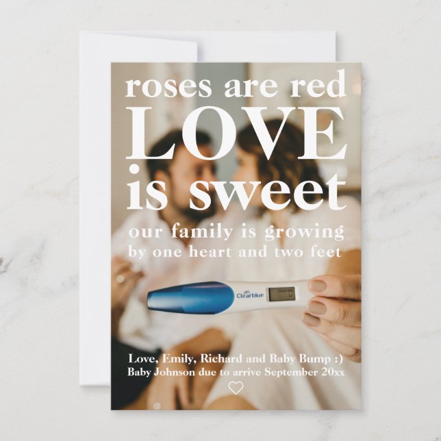 Faire-part L'amour est douce La Grossesse de Saint-Valentin P (Devant)