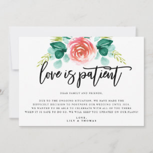 Faire-part L'amour est patient Report de mariage