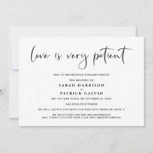 Faire-part L'amour est un report de mariage patient Élégant