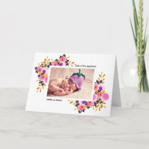 Faire-part Lavande bienvenue florale et rose du bébé des