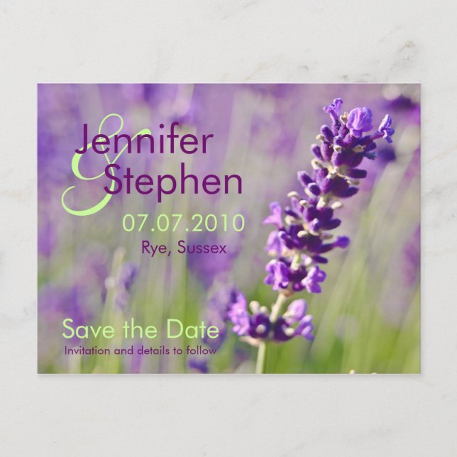 Faire-part Lavendar ・ Enregistrer la carte postale Date (Devant)