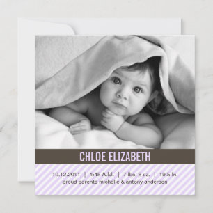 Faire-part Lavender Pinstripes Baby Annonces