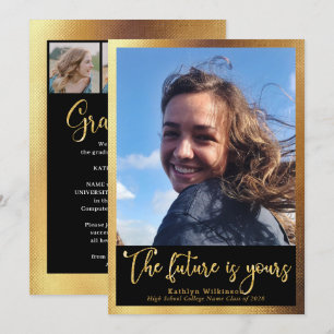 Faire-part L'avenir est votre Gold Script 4 Diplôme photo