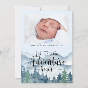 Faire-part L'aventure commence Photo Naissance