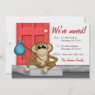 Faire-part Le singe mou à la porte - Annonces de déménagement