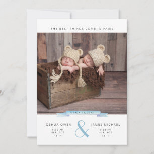 Faire-part Les meilleures choses arrivent en paires Twins P