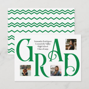 FAIRE-PART LETTRE GRECQUE À TROIS PHOTOS ET GRADE GRAD