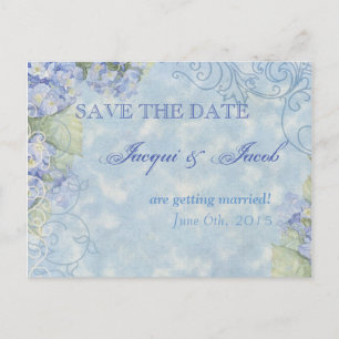 Faire-part L'hortensia bleu, sauvent la carte postale de date