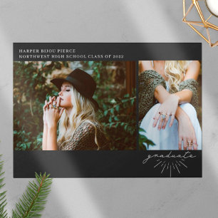 Faire-part Ligne Art Script Gris Graduation 2 Photo