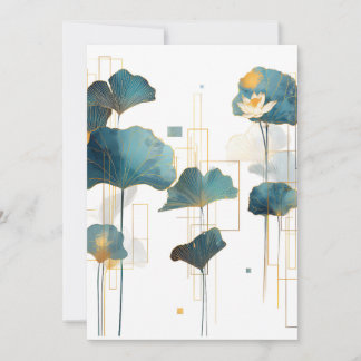 Faire-part Ligne minimaliste Ginkgo Lotus Zen