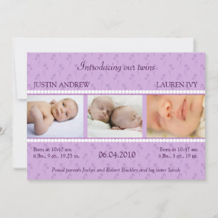 Faire-part Lilac Pearl Twins