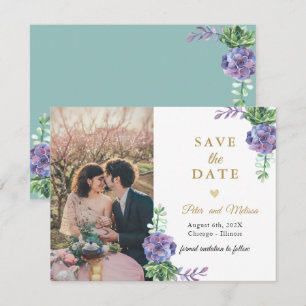 Faire-part Lilac Succulents Photo Enregistrer la date