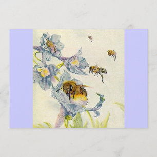 Faire-part lilas d'affaires d'abeille et de fleurs