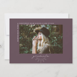 Faire-part Line Art Dark Purple Graduation Horizontale Photo