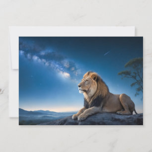 Faire-part Lion Wild Majestic Animal Sur Une Nuit De Galaxie
