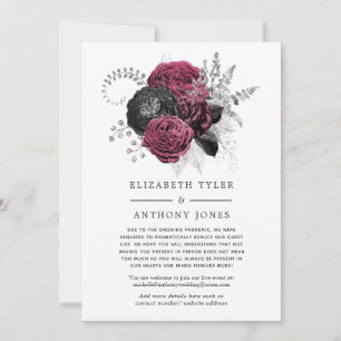 Faire-part Liste de invités de mariage floral Marsala, noir e