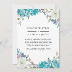 Faire-part Liste de invités réduite avec des fleurs turquoise