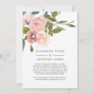Faire-part Liste de invités réduite Fleurs Rose Pâle et Or Ro