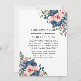 Faire-part Liste de mariage florale Navy et rose tendance réd