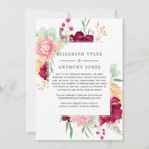 Faire-part Liste de mariage réduite Burgundy et rose blush