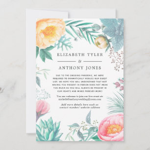Faire-part Liste de mariage réduite sur le thème floral tropi