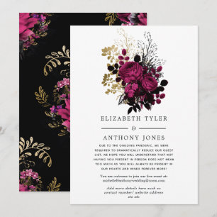 Faire-part Liste des invités de mariage Floral Marsala et Or