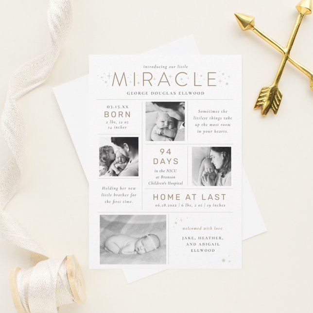 Faire-part Little Miracle Preemie NICU Infographic Birth (Little Miracle nicu baby birth announcement)