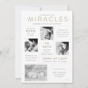 Faire-part Little Miracles Twin Preemie NICU Infographie