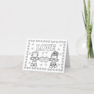 Faire-part LOVE Cute Kidz Valentine's Day Coloring Card